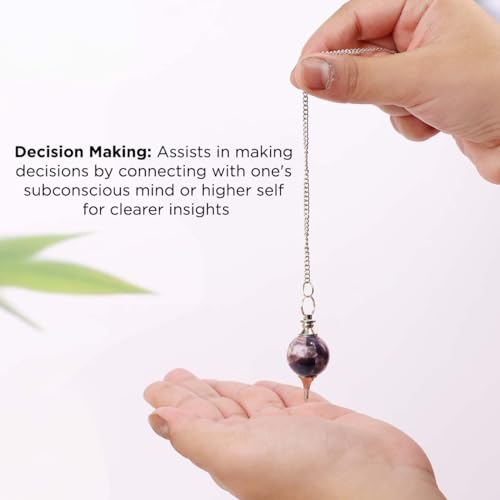 Image of Natural Amethyst Healing Crystal Pendulum | Positive Gemstone Pendulum Dowser for Spiritual Practices | Healing Crystals for Reiki, Meditation, Chakra Balancing | Feng Shui Vastu Decor