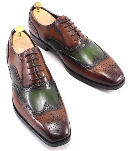 Santimon Mens Wingtips Brogues Oxfords Formal Dress Suit Shoes Genunie Leather Luxury Derby Men's Prom Wedding Business Causal Two Tone Shoes Fashion Comfortable Tuxedo Shoes for Men2