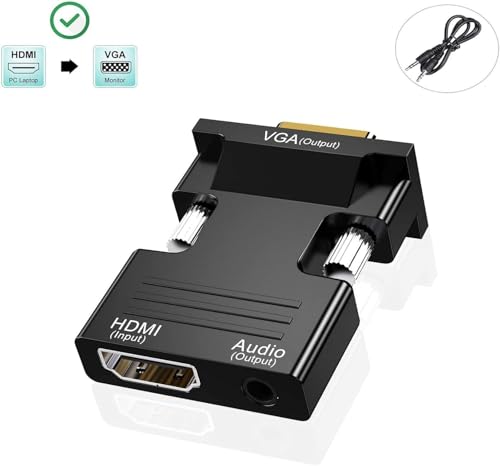 Image of BERLAT HDMI to VGA Adapter Converter, Audio Output Computer Set-top Box Connector Dongle for Laptop, PC, Monitor, Projector, HDTV, Chromebook, Roku, Xbox -3.5mm Stereo Cable Included
