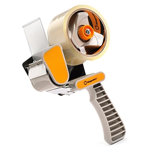 Tapexpert Packing Tape Gun with 1 Roll of Packaging Tape, Easy to Tape Boxes, Seal Cartons, Easy Side Loading, Lightweight and Ergonomic Tape Dispenser for Shipping, Packaging and Moving