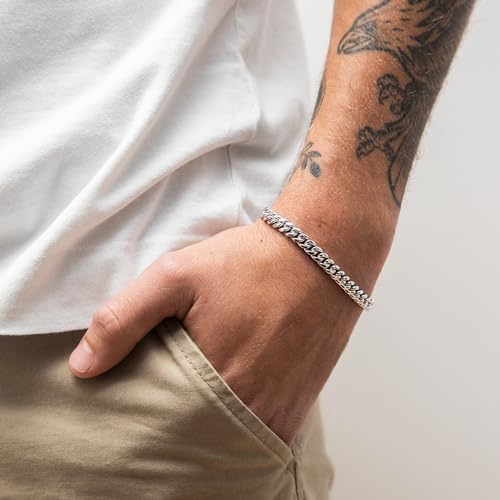 Cadena Cubana 6mm 14K Oro Blanco Acero Inoxidable miniatura 4