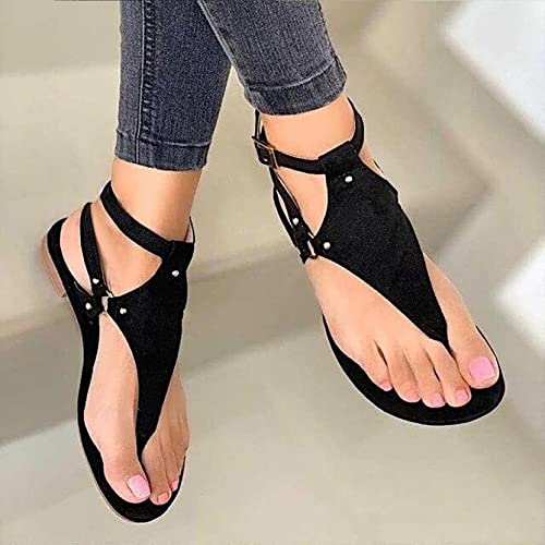 Dressy Thong Sandals for Women Open Toe Shoes Flat Beach Sandals Buckle Ankle Strap Casual Summer Retro Gladiator Sandals4