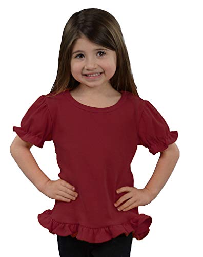 Image of Monag Kids Toddler Girls Short Sleeve Ruffle Tshirt, Blank Girls Ruffle Top, Solid Ruffle Shirts