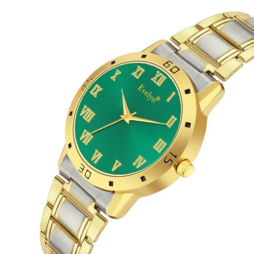 Evelyn Analog Watch, Green Dial, Two-Tone Gold and Silver Bracelet - Image 3