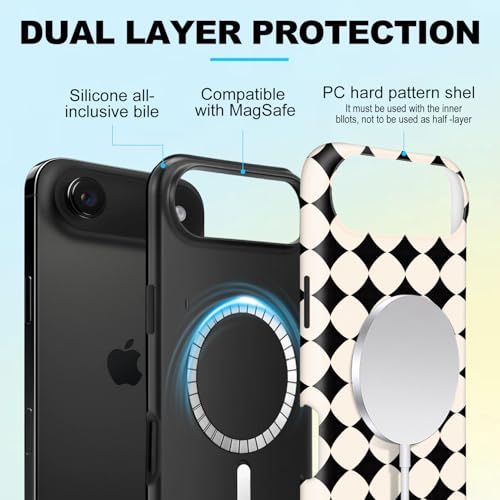 Coque iPhone 17 Air fine MagSafe anti-jaunissement à carreaux tendance - 3