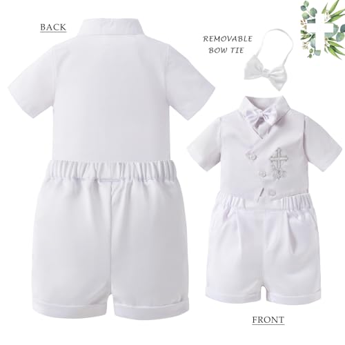 Booulfi Baptism Outfits for Boys Baby Boy Outfits Christening Gifts White Suits with Dress Shirt Pants2