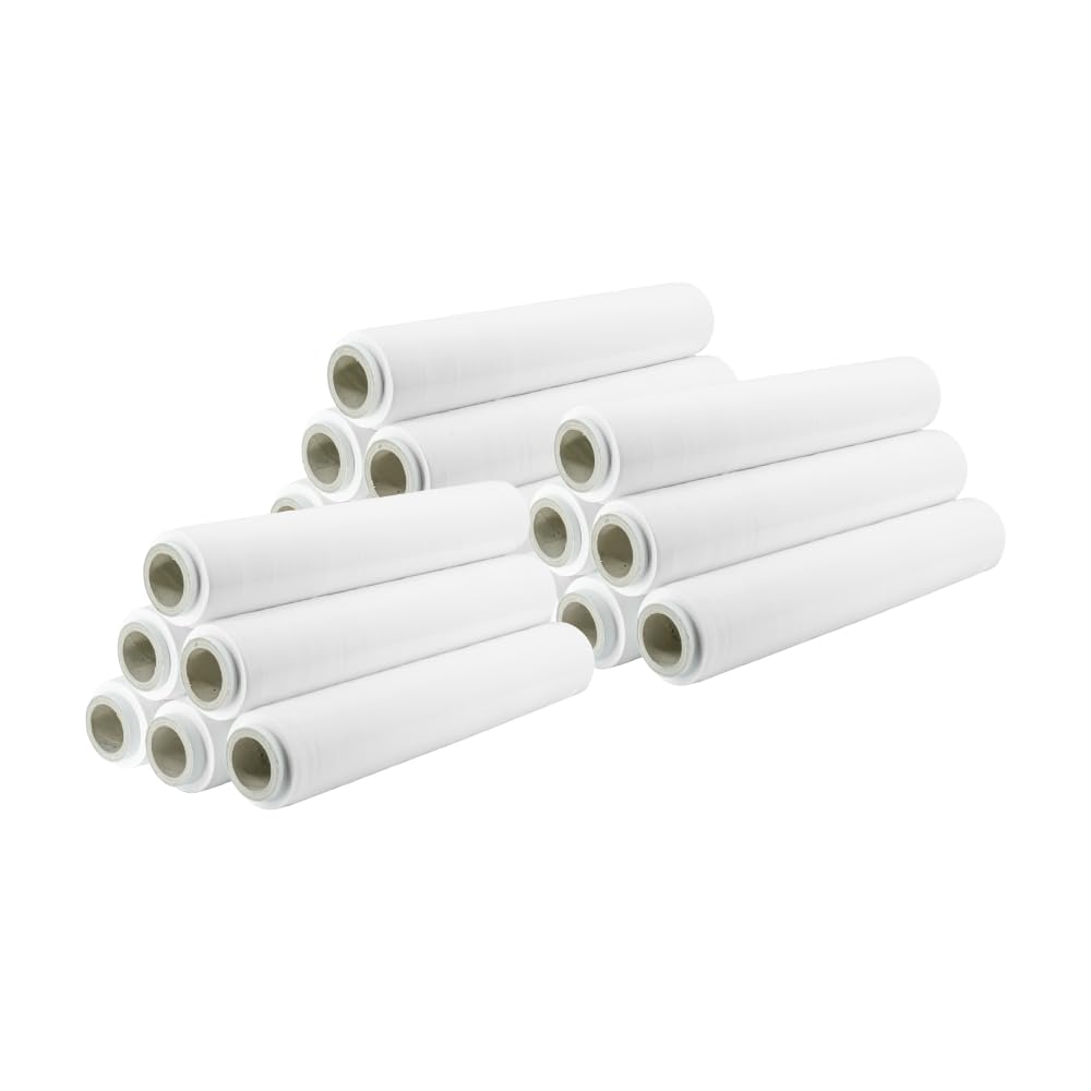 IMBALLAGGI 2000 - Wysuwana folia do pakowania białego, 18 rolek 160 x 30MYx50H cm do pakowania uniwersalnego - dodatkowa trwała folia opakowaniowa, rolka do pakowania i przeprowadzki