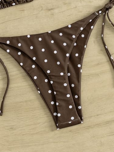 Image of Tainehs Women's Sexy Halter Thong Bikini Tie Two Sides Bottom Triangle Bikini Swimsuits