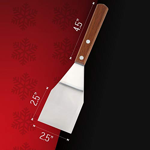 Image of Homi styles Cookie /Brownie Spatula Small Metal Spatula With Merbau Wooden Handle | Heavy Duty Stainless Steel Flipper With Beveled Edges | Small Spatula Portable Cooking Turner Mini 2.5-Inch Blade