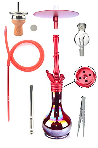 Mata Leon Zaragossa BM Shisha im Komplettset mit Molassefänger, Aluminium, Rot