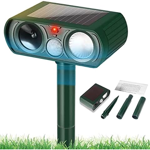 Coldwords Garden Cat Repellent, Ultrasonic Cat Repellent with Motion Sensor and Flashing Lights, Solar Powered, Cat Dog Birds Foxes Animal (Waterproof), Green, 15.7 x 14.5 x 7.3 cm Cover