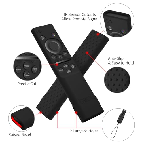 Image of OBOE Silicone TV Remote Cover for Samsung Remote BN59-01311 QLED, Black | Open Key Protective Case, With Loop, Remote NOT Included