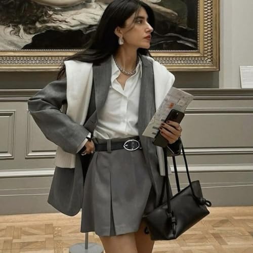 BOSTANTEN Women Belts For Jeans Dresses Pants Trendy Ladies Leather Waist Black Belt with Silver Oval Buckle3