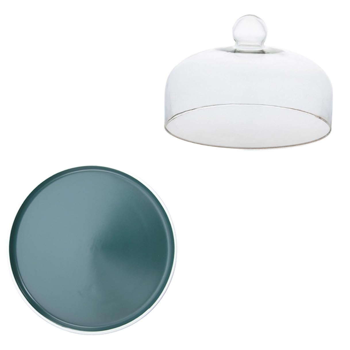 Assiette présentation gâteau céramique avec cloche verre plateau fruit mat