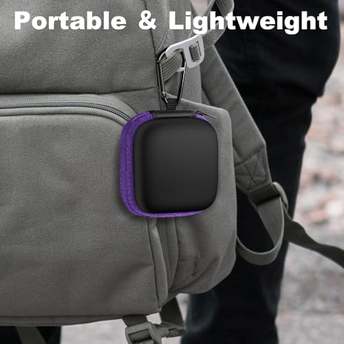 Image of 2Pack Square Earbud Case Portable EVA Carrying Case Storage Bag Cell Phone Accessories Organizer with Carabiner for Earphone, Earbud, Earpieces, SD Memory Card, Camera Chips-Purple /Green