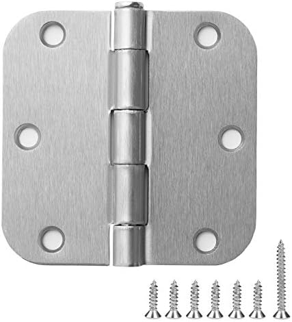 30 Pack Door Hinges Satin Chrome 3.5 Inch 5/8" Radius 3 1/2 Interior Door Hinges Like Brushed Nickel 3.5" Rounded Bifold Standard Bedroom Indoor Door Hinges for Doors Dorm Indoor Garage Factory