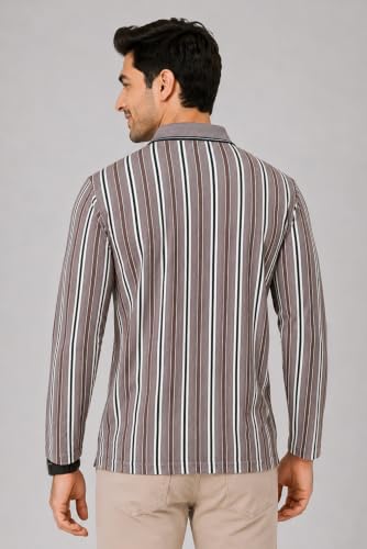 Image of SANE ORIGINALS Men's Full Sleeve Polo T-Shirt with Pocket, Premium Cotton Blend Collar Neck Tee