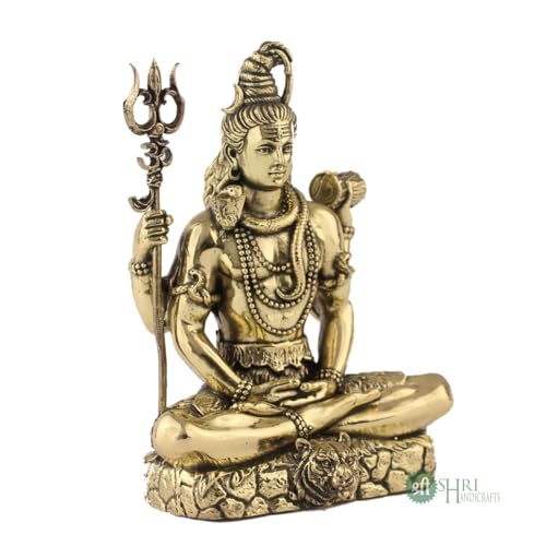 Image of Brass Lord Shiva Statue | 4 inch Shiv Padmasana Sitting Murti Hindu God Idol Figurine Perfect for Decoration Puja & Gifting Purpose Sculpture (Weight- 180gm)