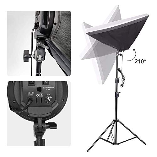 MOUNTDOG Softbox Lighting Kit 1600W Photography Professional Continuous Studio Lights Equipment with E27 5500K Bulbs and 2 Reflectors for Fashion Portrait Product Photography