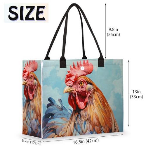 Cool Rooster Tote Bag for Women Large Beach Bag Reusable Tote Bags for Work Travel Beach Shopping2