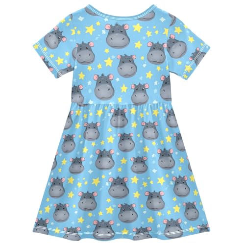Toddler Girls Casual Dress Short Sleeve A-Line Cute Midi Dresses 2-8T2