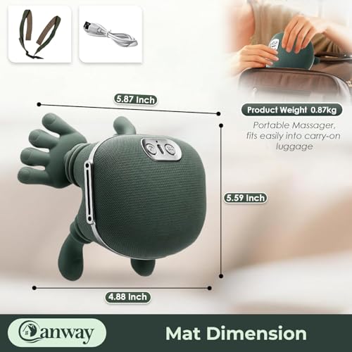 Image of CANWAY Green Shoulder & Neck Massager for Pain Relief | Deep Tissue Kneading with Dual-Zone Heat & 2-Speed Temperature Control | Back & Leg Massager | Useful Gift | Green