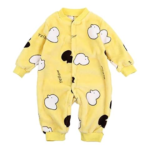 GreeSafety Unisex Baby Fleece Sleepsuit Print Newborn Romper Long Sleeve Autumn Winter Onesies Round Neck Jumpsuit for Boys and Girls 0-36 Months Cover