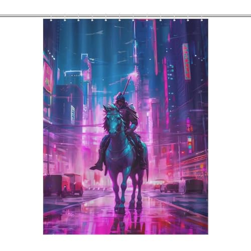 Rideau de douche cheval séchage rapide et imperméable lavable en tissu de polyester - 7