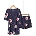 XFLOWR Conjunto de Pijamas de Mujer de Dibujos Animados de algodón de Manga Corta + Pantalones Cortos Conjunto de Ropa de Dormir Cute Piglet Kimono Summer Loose Comfort Homewear Set M Navy