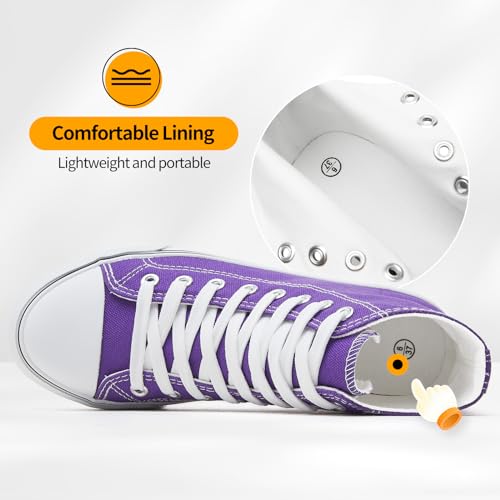 Image of ZGR Womens High Top Canvas Sneakers,Lace-up Casual Tennis Walking Shoes | Breathable canvas upper,memory foam comfort,non-slip outsole,high-top lace-up,for walking,tennis,travel,casual