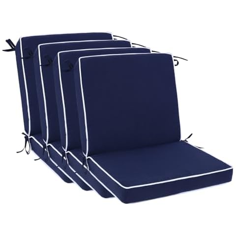 Blytieor Outdoor Patio Chair Cushions Set of 4, Water Resistant Square Seat Cushions with Ties, 20"x17" All Weather Seating Cushions for Outdoor Furniture Cover