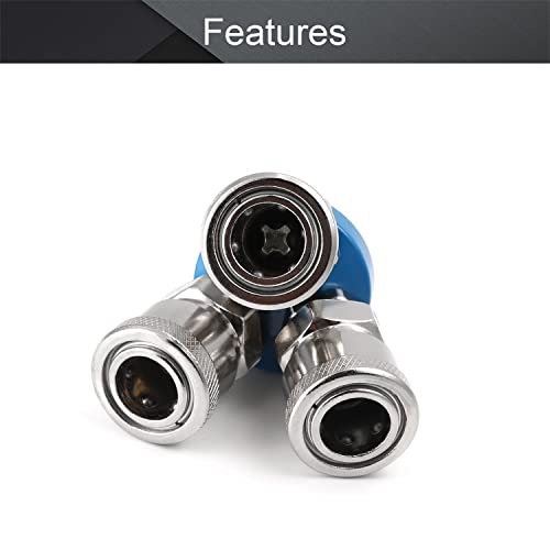 Othmro 1Pcs Air Compressor Connector Round 3 Way Quick Fitting Connect Coupler Air Hose Coupling Tool, Black, Round Tee 1Pcs - Image 3
