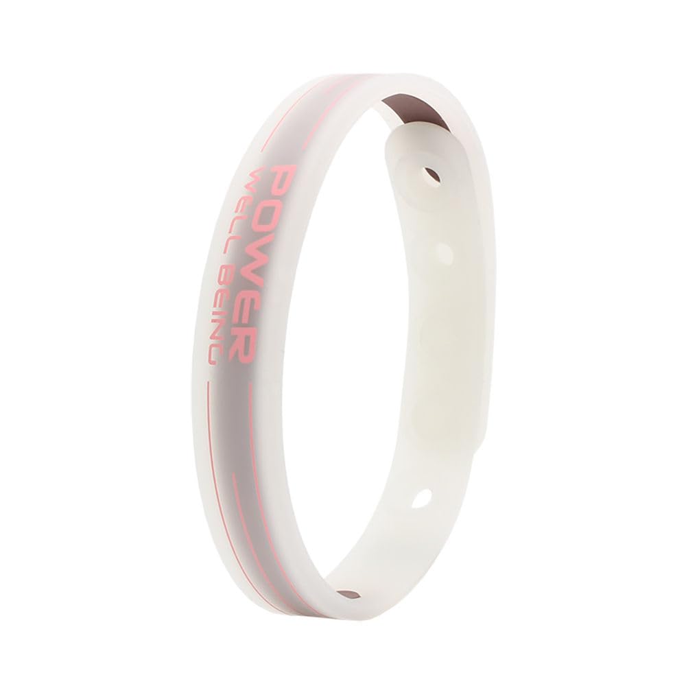 Power Ionics Balance Bracelets for Men/Women, Silicone Wristbands Transparent/Pink, 24 cm, 5 Adjustment Holes, Suitable for 15-23 cm Wrist Sizes, Gift Box Included