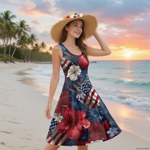 Image of TOADDITDO Womens Summer Sleeveless Tank Dress with 2 Side Pockets XS-4XL Plus Size