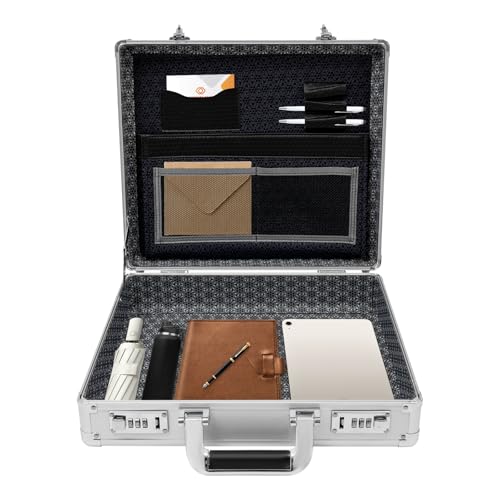Locking Briefcase, 15 * 4 * 13in Combination Lock Hard Laptop Case w/Strap Briefcases for Men and Women2
