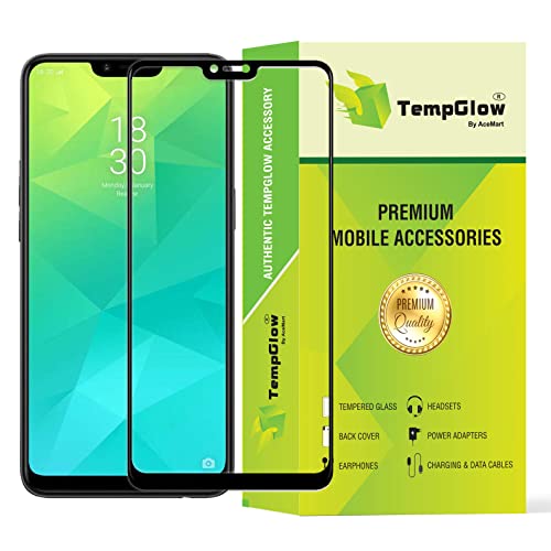 Image of Screen Protector for Realme 2 | C1 | Oppo A3s / A5 (2018) (Black) Tempered Glass Edge-to-Edge 6D Screen Guard With Installation Kit