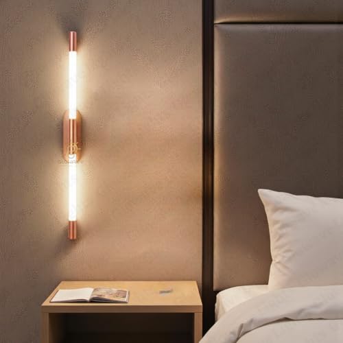 Image of Glowave Modern Rose Gold 600mm Metal LED Long Tube Wall Light - Warm White (600mm /RGD)