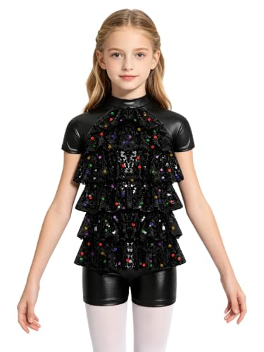 Conjunto de baile de jazz para niñas con falda de ballet metálica y traje de chachachá