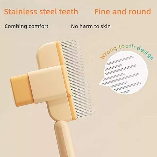 Zen Brush for Cats & Dogs, Avatore Zenbrush Pet Comb, Self-Cleaning Grooming Brush, Stainless Steel Teeth for Shedding Hair Removal 2-pack (Green+Yellow)-vQ3ECh7u