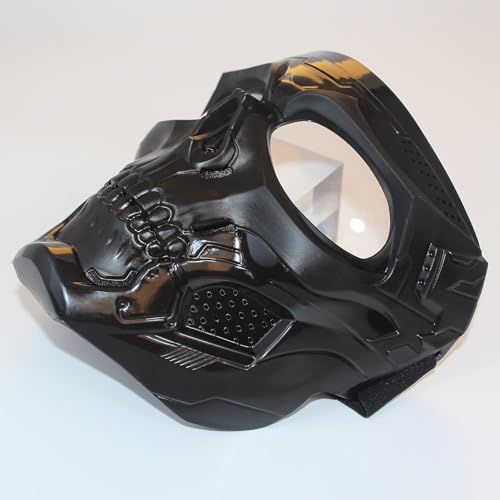 Image of Motorcycle Mask Full Face,Masks Skull Skeleton with Goggles Impact Resistant Tactical Mask for Halloween Paintball Game Movie Props Party (Skull-greyLens)