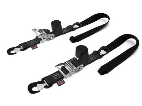 PowerTye 2in x 7ft Big Daddy Ratchet Tie-Downs - Made in USA - 1,500 lb. Working Load Limit / 4,500 lb. Breaking Strength - Black (Pair)