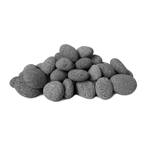 bayisam Natural Volcanic Sauna Rocks Smooth Round Gray Basalt Pebbles Heat Retention Sauna Stones for Sauna Heater 19 Lbs