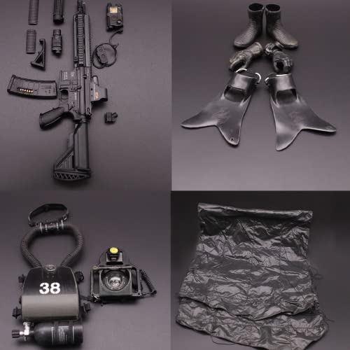 Pipigirl 1/6 Scale 12Inch Special Forces Action Figure Swat Team Flexible Soldier Figure Model,Kids Adults-Seal Night Diving Ghost, Accessories Collection Military Toys #TOP6