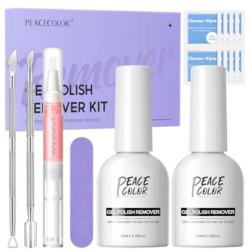 PEACECOLOR 16PC Gel Nail Polish Remover Kit 2 PCS 10ML