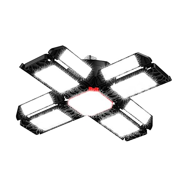 Rafow 200W LED Garagenleuchte Werkstattlampe Garagenbeleuchtung: 2 PCS Faltbares Deckenlampe 20000LM 6500K mit 6…