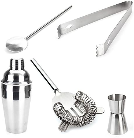 5 Piece Cocktail Shaker Bar Set Drink Mixer Kit