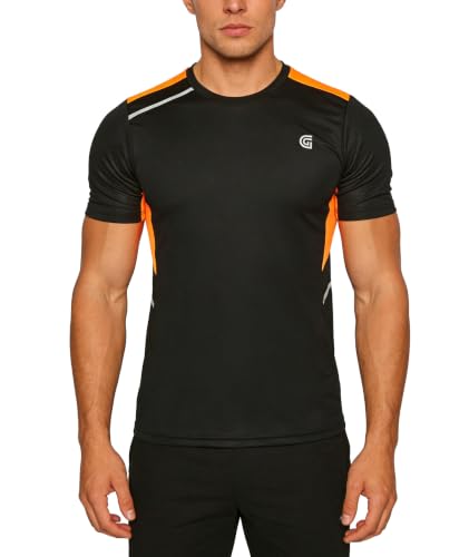 GEEK LIGHTING Men’s Workout Shirts Quick Dry Moisture Wicking Short Sleeve Round Neck Lightweight Reflective T Shirts Black - image 1
