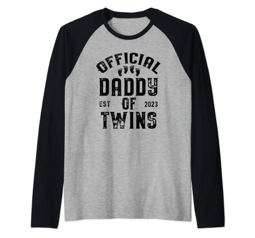 Twin Dad 2023 Funny New Daddy of Twins Father's Day Maglia con Maniche Raglan