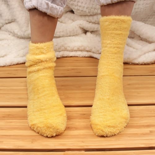 Image of BambooMN Women's Super Soft and Cozy Feather Light Fuzzy Socks - Multiple Color Options - Two Sizes - Value Packs
