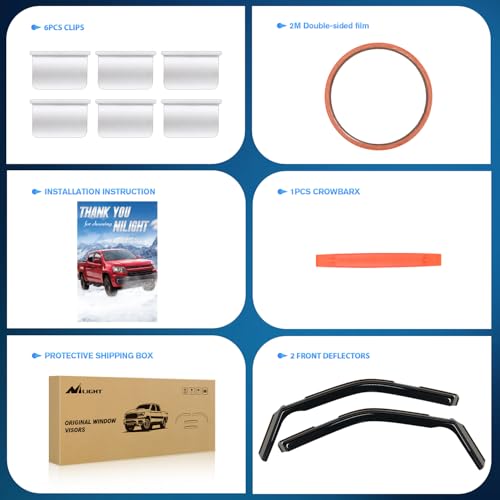 Image of Nilight in-Channel Rain Guards for Ford F150 Reg /Super Cab 2021-2026 2PCS